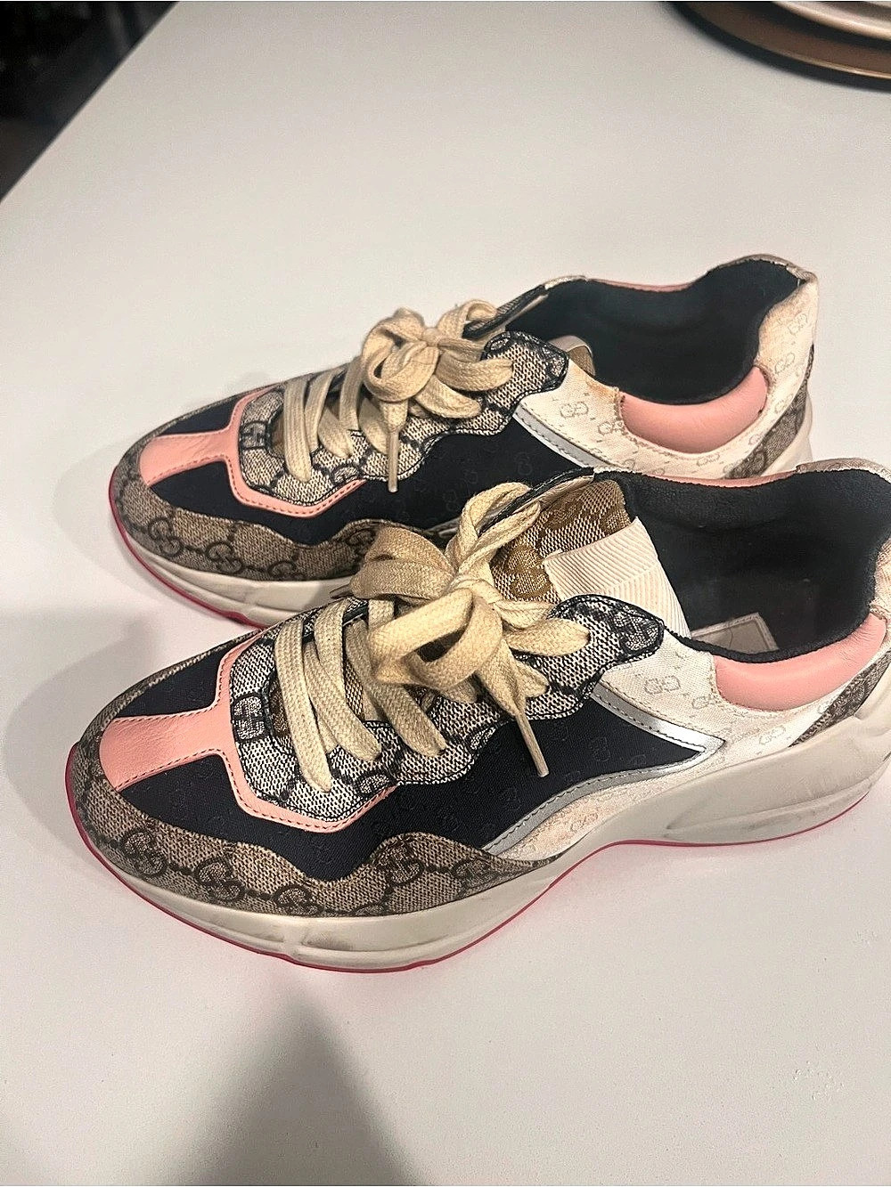 Gucci Women's Rhyton GG Canvas Sneaker Rhyton GG Canvas Sneaker Pink & Blue